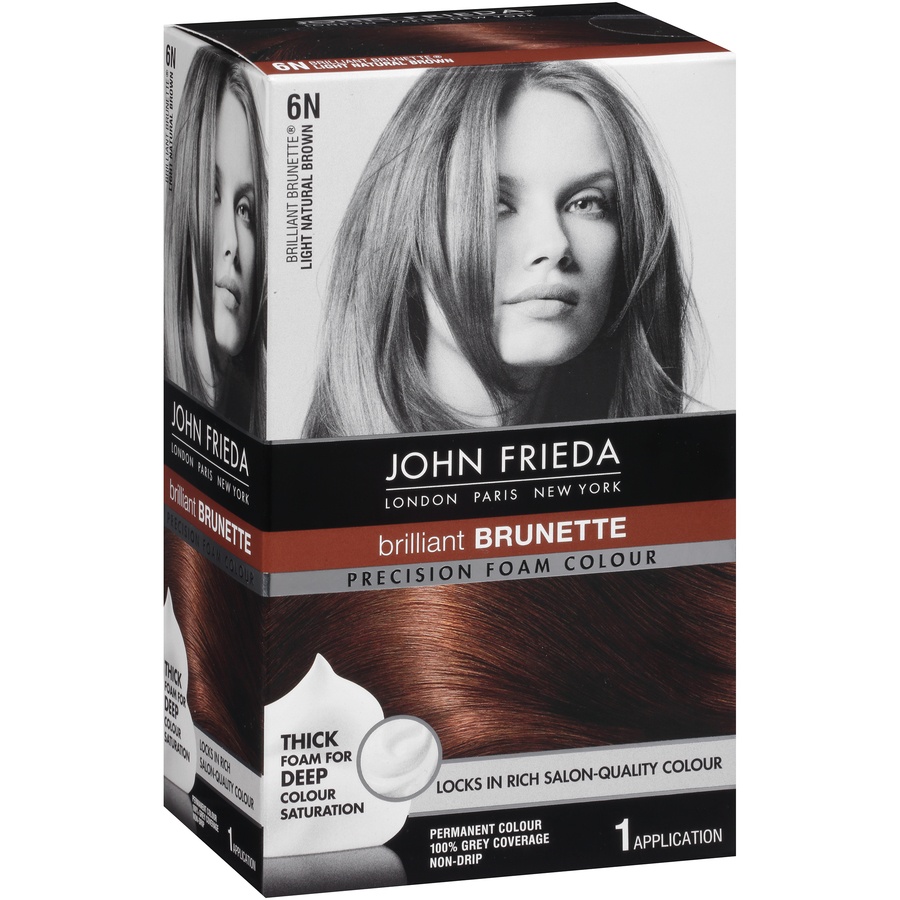 slide 2 of 7, John Frieda Precision Foam Colour Brilliant Brunette 6N Light Natural Brown Permanent Colour, 1 ct