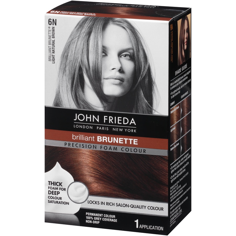 slide 3 of 7, John Frieda Precision Foam Colour Brilliant Brunette 6N Light Natural Brown Permanent Colour, 1 ct