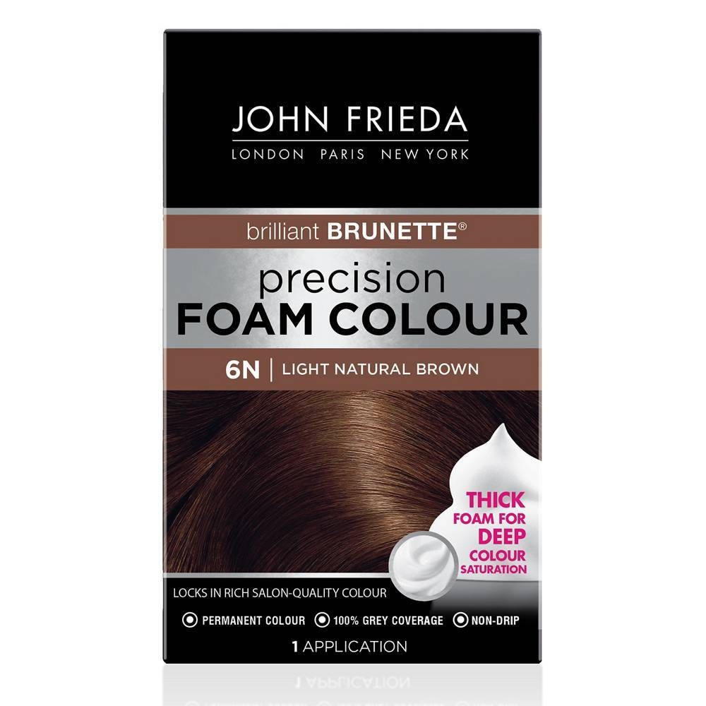 slide 1 of 7, John Frieda Precision Foam Colour Brilliant Brunette 6N Light Natural Brown Permanent Colour, 1 ct