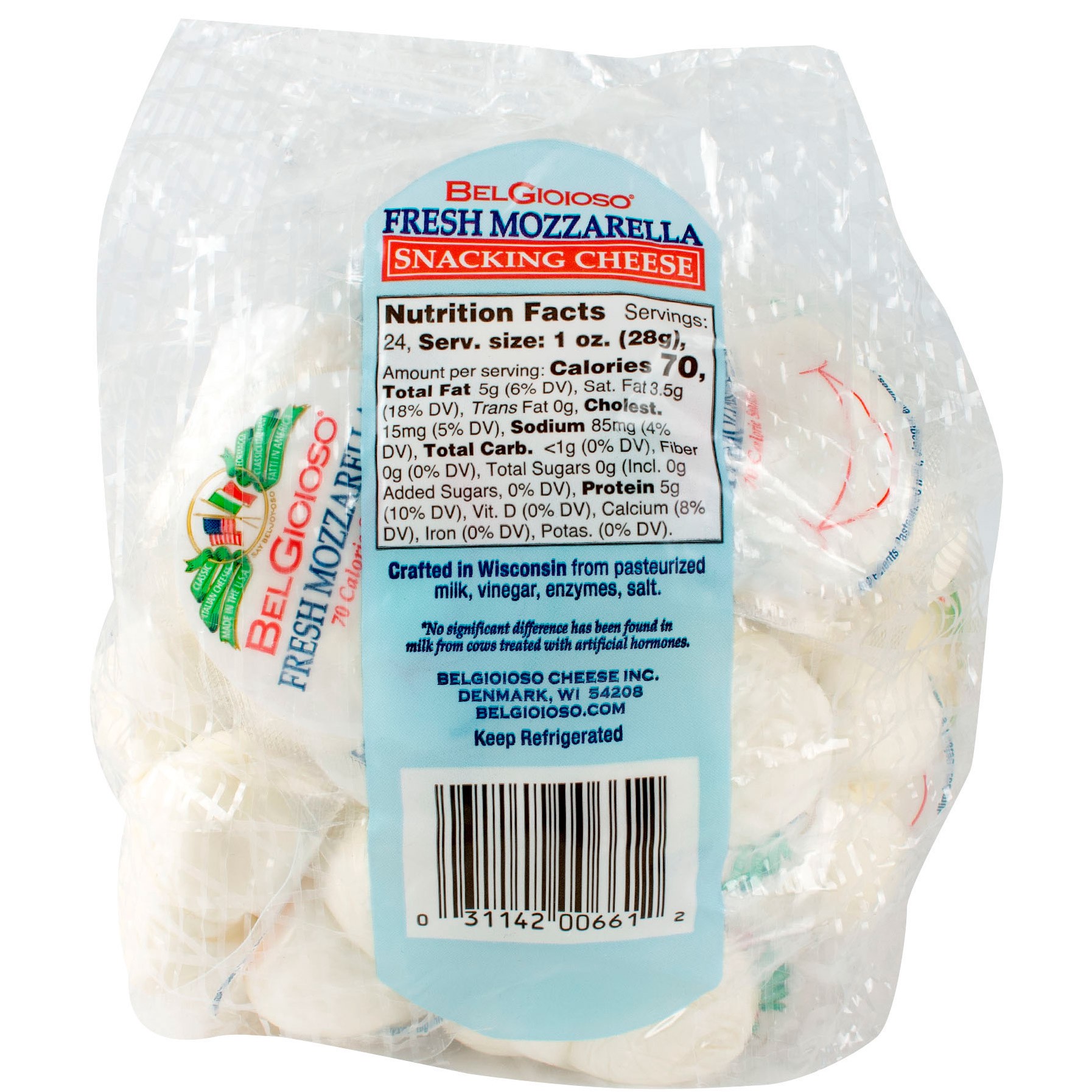 slide 2 of 2, BelGioioso Fresh Mozzarella Snacking Cheese, 1 oz, 24 count, 