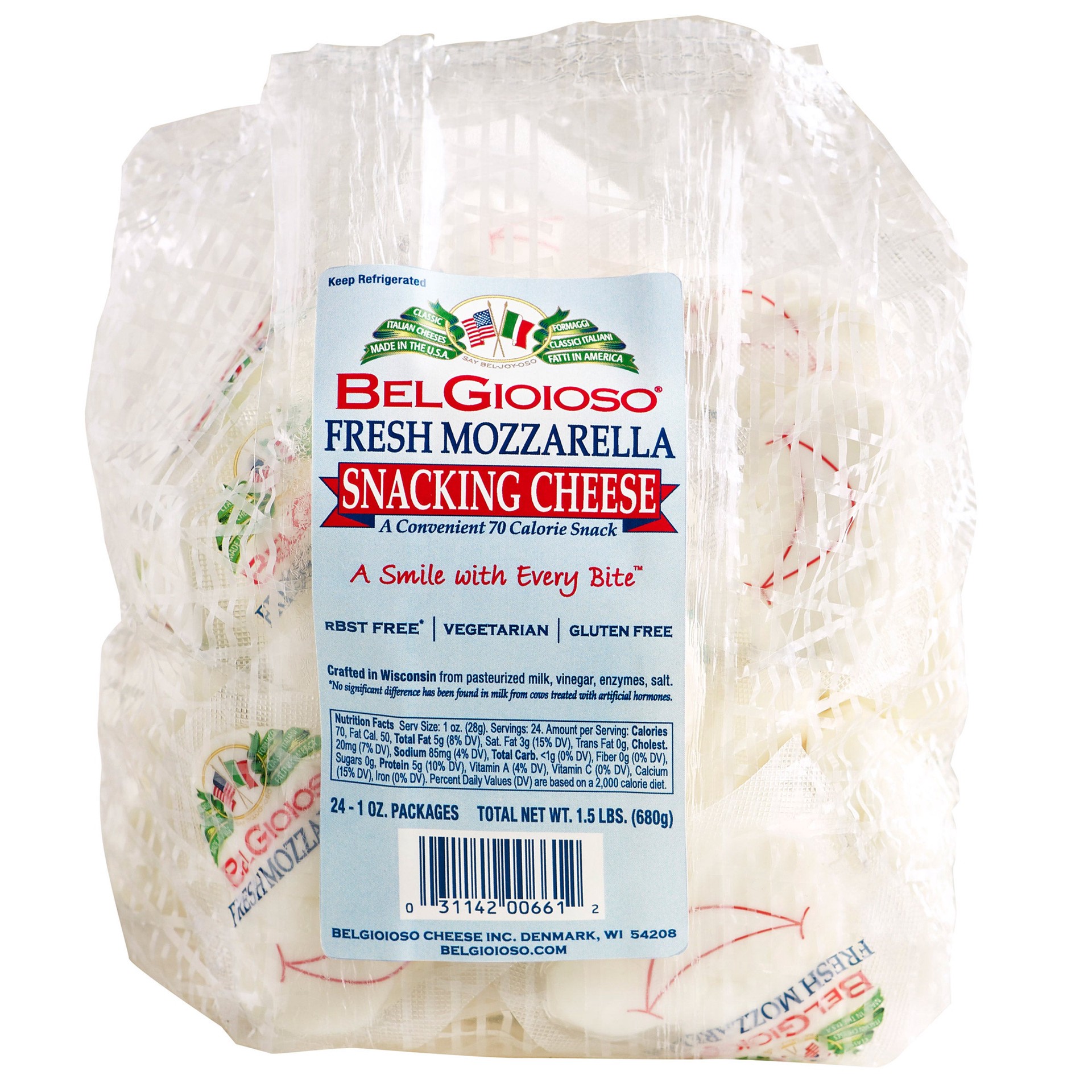 slide 1 of 2, BelGioioso Fresh Mozzarella Snacking Cheese, 1 oz, 24 count, 