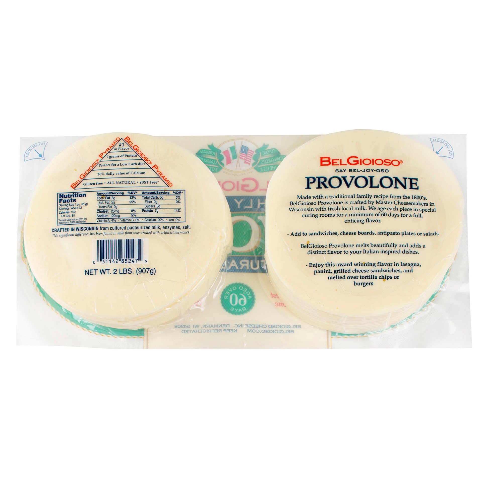 slide 2 of 2, Belgioioso Cheese Belgioioso Mild Provolone, Sliced, 2 lbs, 