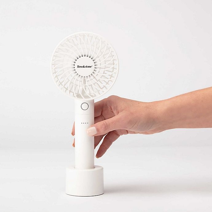 slide 7 of 7, Brookstone Rechargeable Mini Fan with Power Bank - White, 4 in