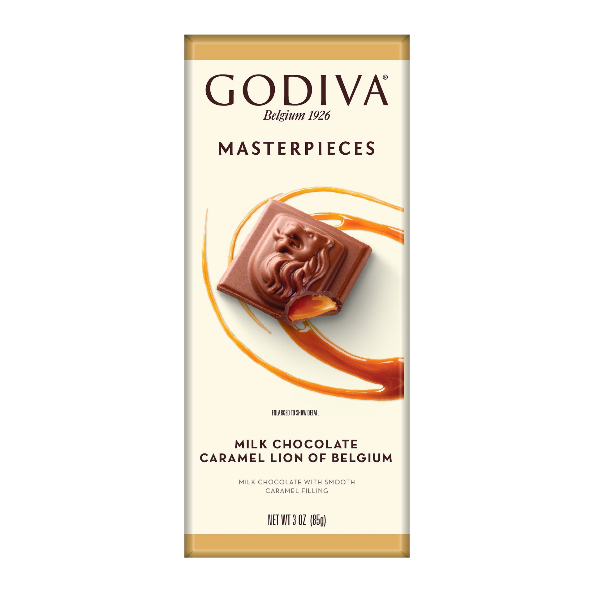 slide 1 of 1, Godiva Masterpieces Caramel Lion Of Belgium Milk Chocolate, 3 oz