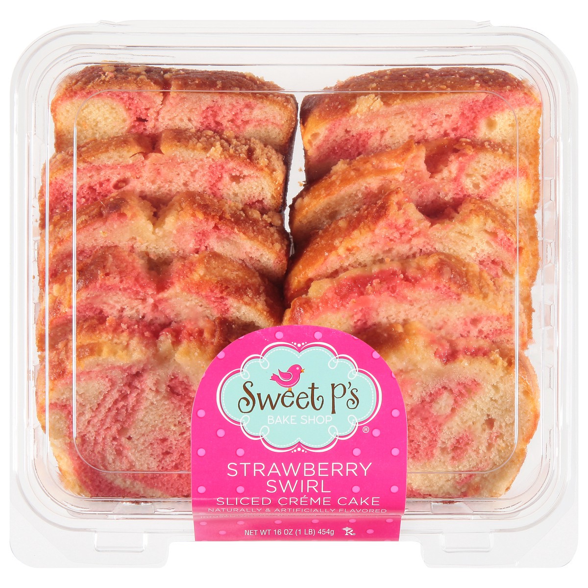 slide 15 of 15, Sweet P's Bake Shop Sliced Strawberry Swirl Creme Cake 16 oz, 16 oz