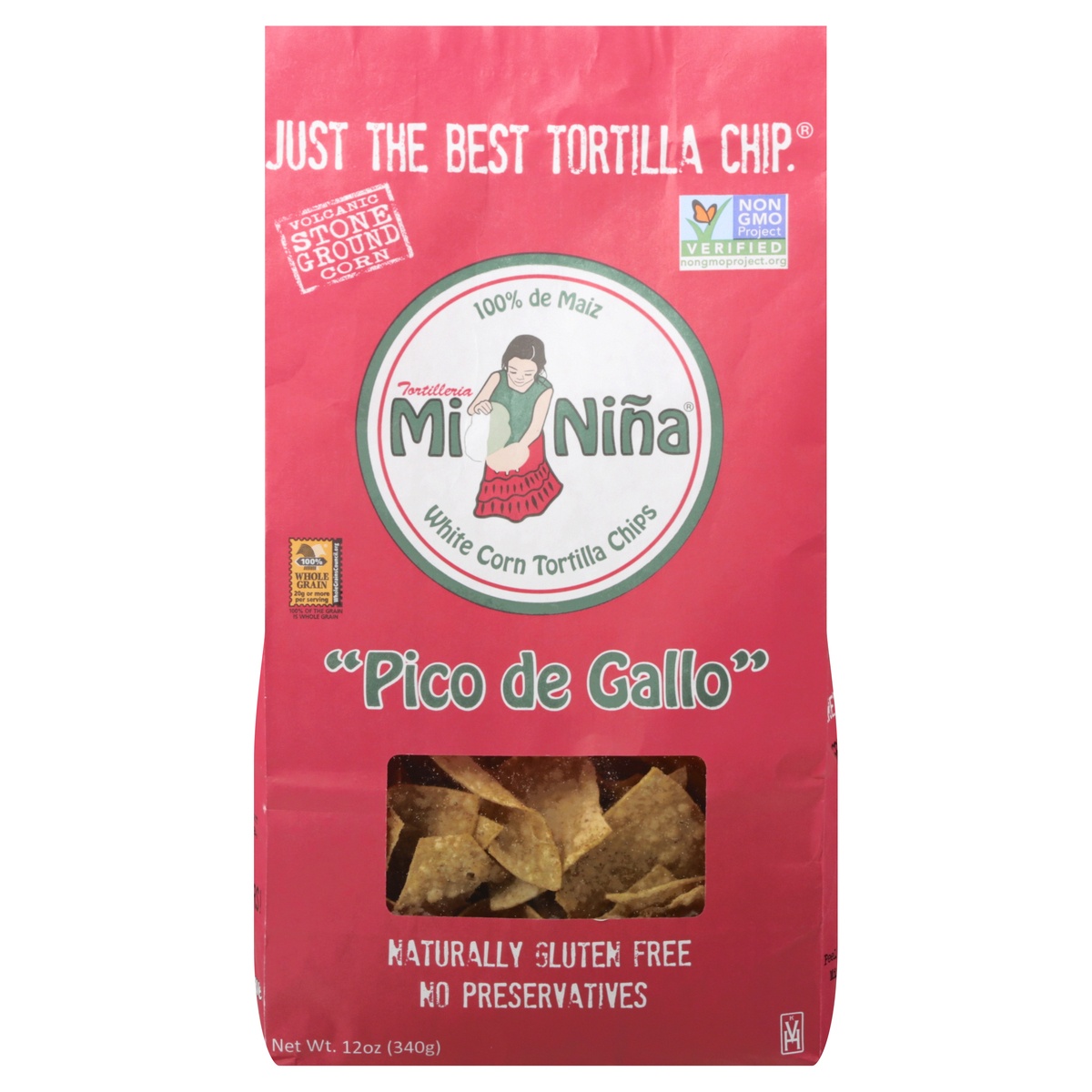 slide 1 of 1, Mi Niña Mi Nina Pico De Gallo Tortilla Chips, 100% Maiz Gluten Free, 12 oz