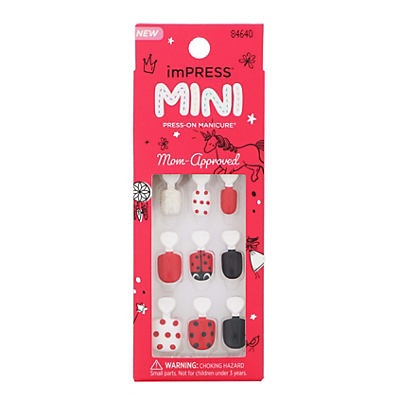 slide 1 of 1, Kiss imPress Mini Press-On Manicure Nails Ladybug, 1 ct