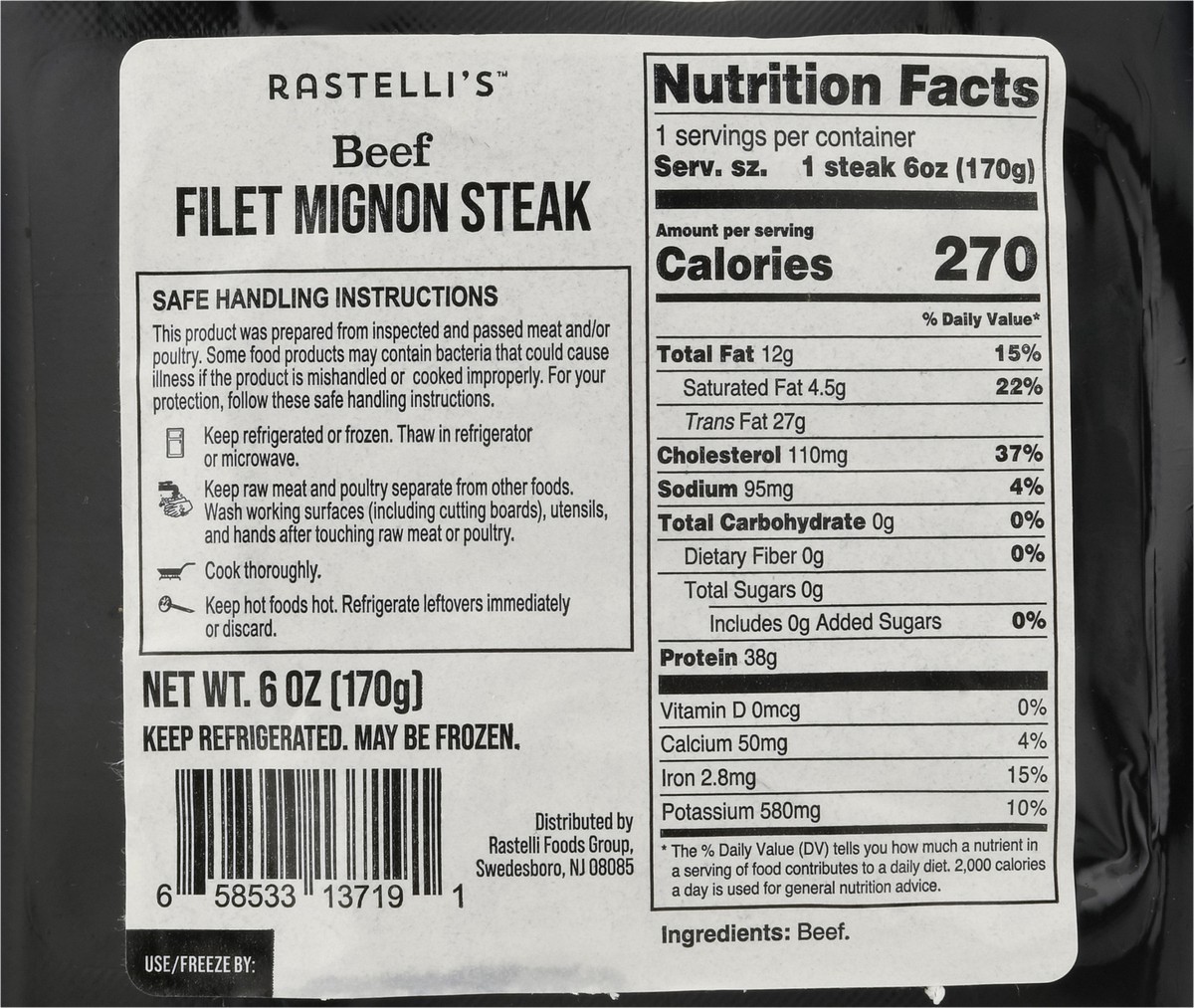 slide 2 of 14, Rastelli's Filet Mignon Steak Beef 6 oz, 6 oz