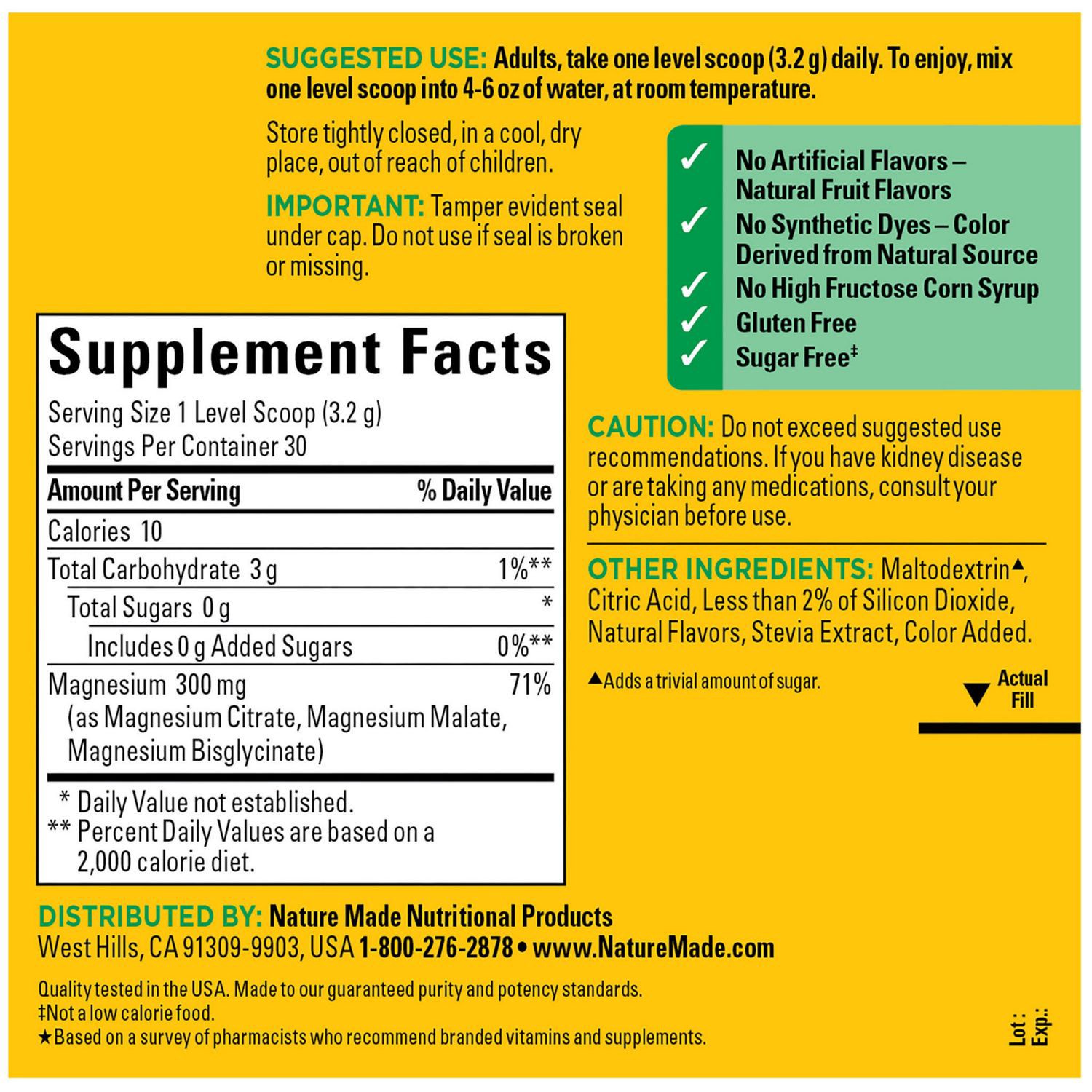 slide 4 of 9, Nature Made High Absorption Magnesium Complex Drink Mix Powder 300 mg, 3.38 oz, 3.38 oz