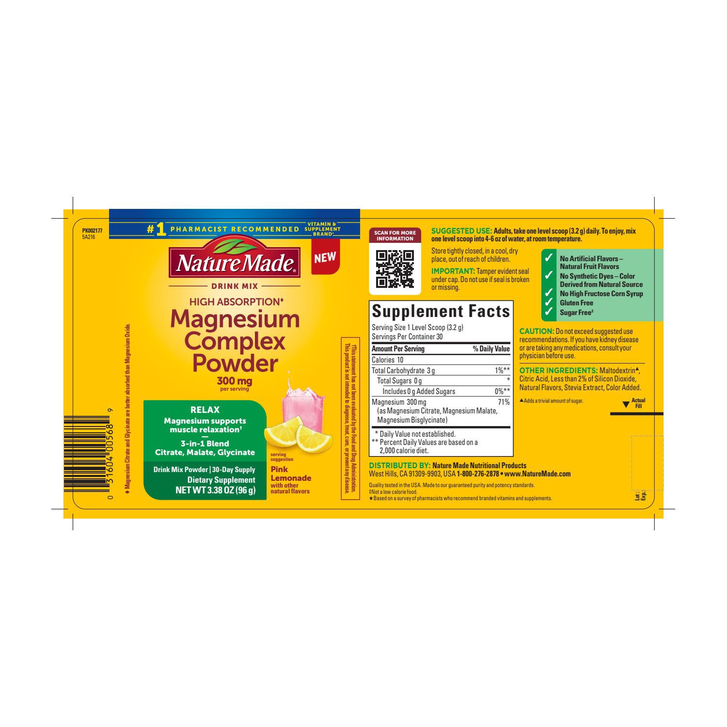 slide 6 of 9, Nature Made High Absorption Magnesium Complex Drink Mix Powder 300 mg, 3.38 oz, 3.38 oz