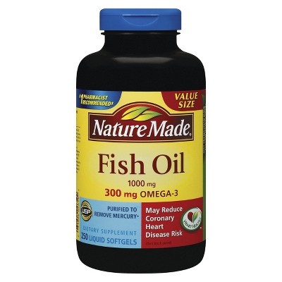 slide 1 of 4, Nature Made Fish Oil Omega-3 Dietary Supplement Liquid Softgels, 250 ct