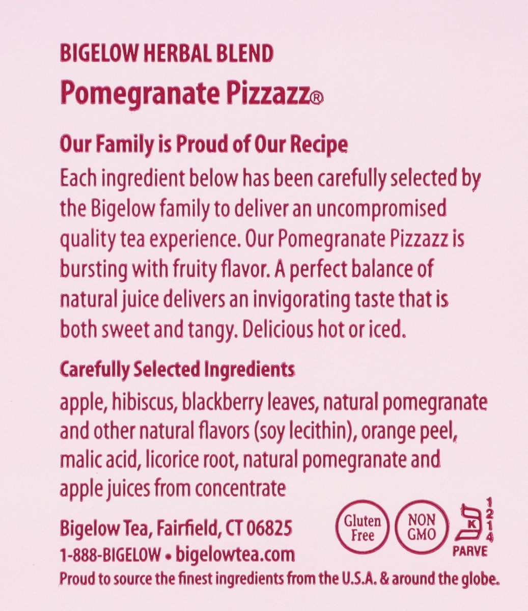 slide 11 of 12, Bigelow Pomegranate Pizzazz, Caffeine Free Herbal Tea, Tea Bags, 20 Ct, 20 ct