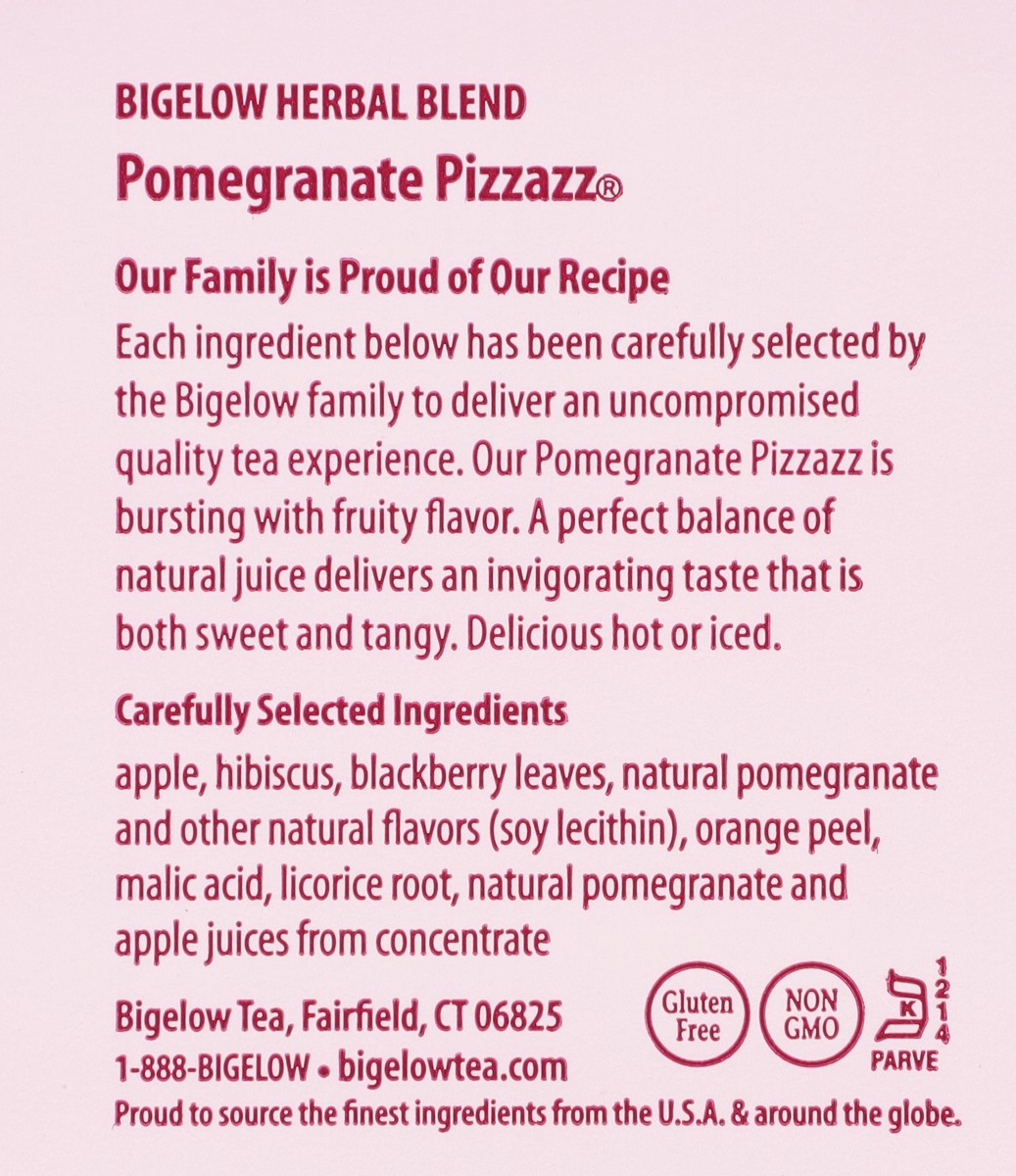 slide 3 of 12, Bigelow Pomegranate Pizzazz, Caffeine Free Herbal Tea, Tea Bags, 20 Ct, 20 ct