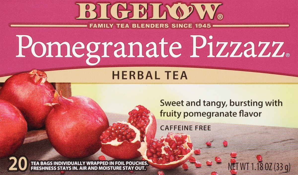 slide 8 of 12, Bigelow Pomegranate Pizzazz, Caffeine Free Herbal Tea, Tea Bags, 20 Ct, 20 ct