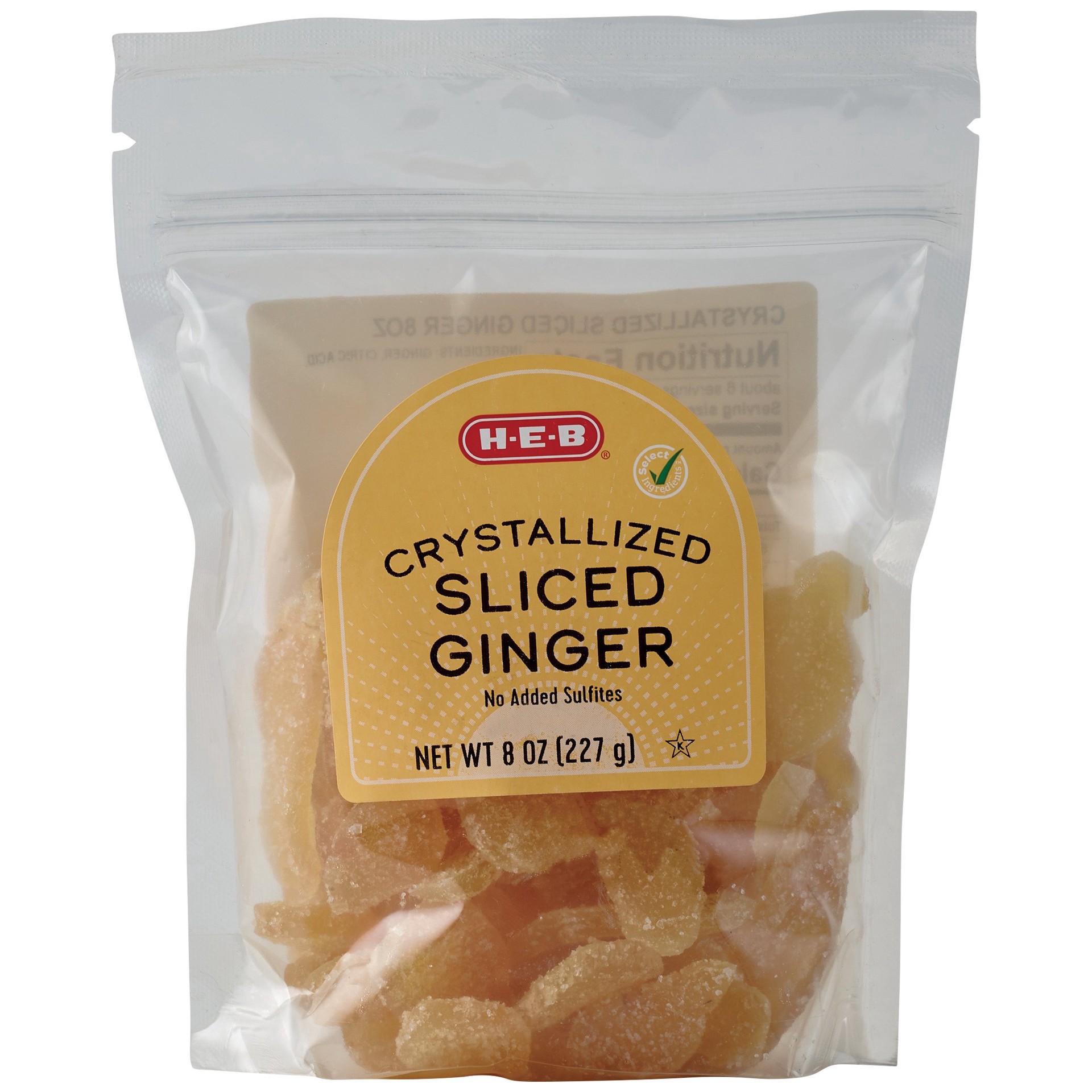 slide 1 of 1, H-E-B Dried Crystallized Sliced Ginger, 8 oz