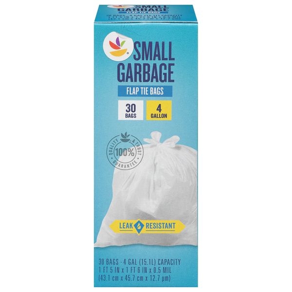 slide 1 of 1, Giant Garbage Bags Small Flap Tie 4 Gallon, 30 ct