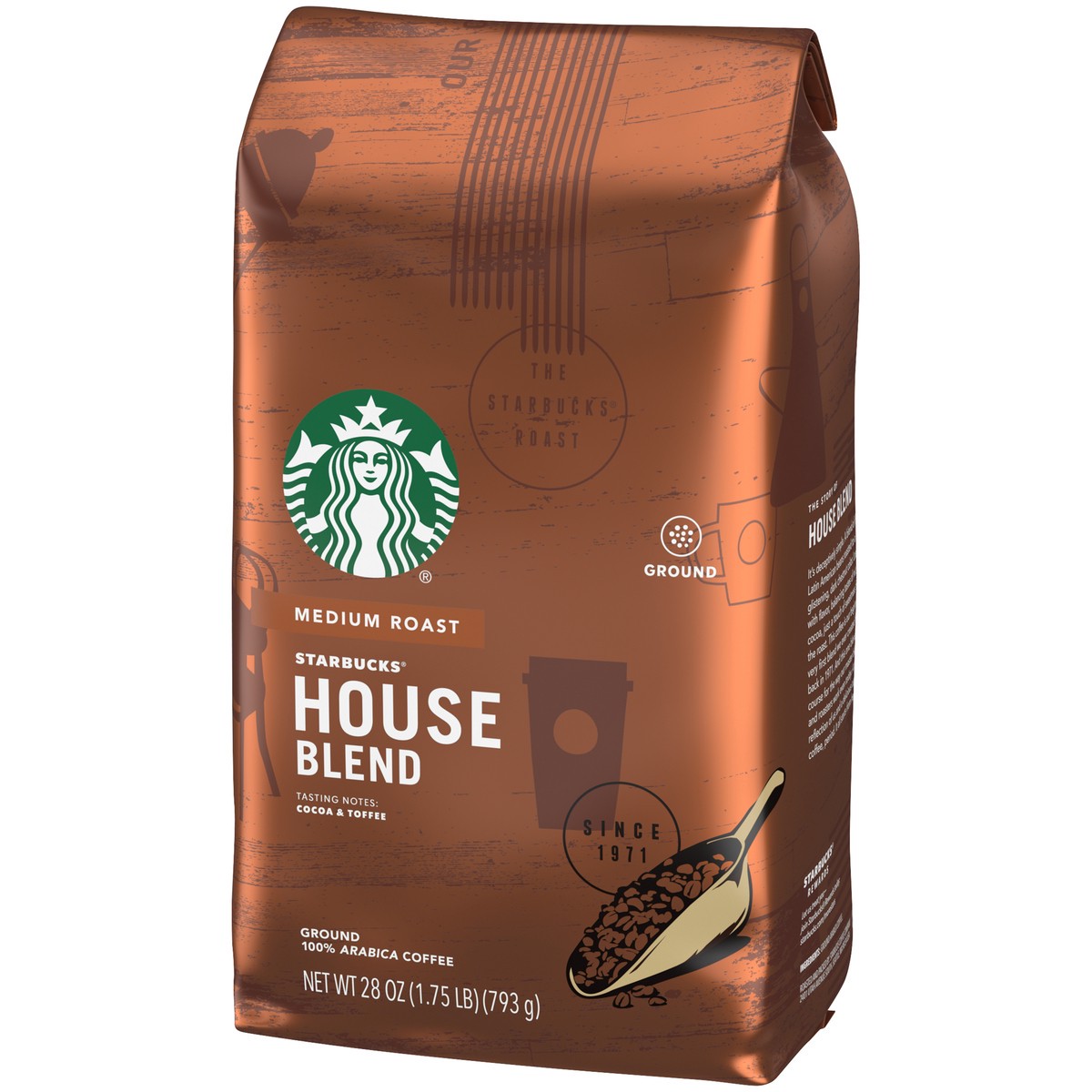 slide 9 of 13, Starbucks Ground Coffee—Medium Roast Coffee—House Blend—100% Arabica—1 bag - 28 oz, 28 oz