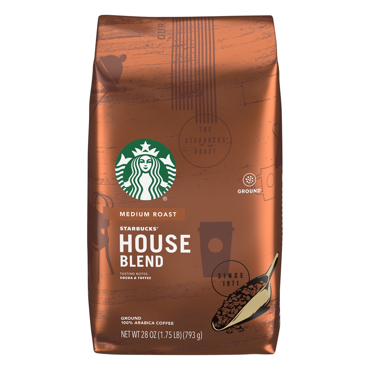 slide 4 of 13, Starbucks Ground Coffee—Medium Roast Coffee—House Blend—100% Arabica—1 bag - 28 oz, 28 oz