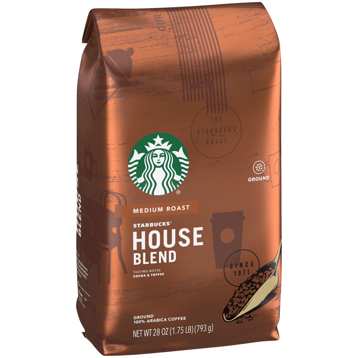 slide 12 of 13, Starbucks Ground Coffee—Medium Roast Coffee—House Blend—100% Arabica—1 bag - 28 oz, 28 oz