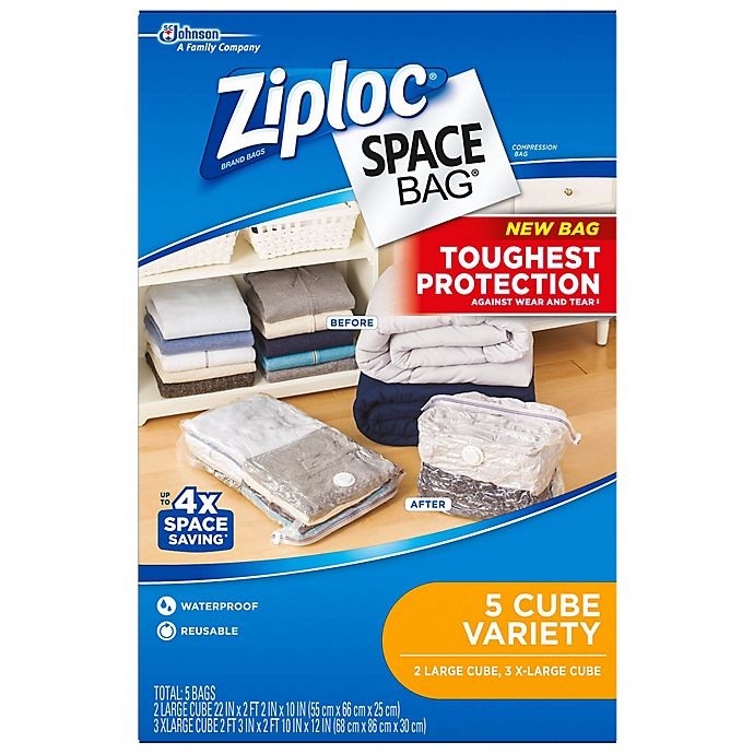 slide 1 of 1, Ziploc Space Bag Storage Bags, 5 ct