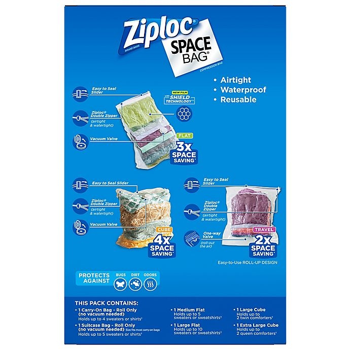 slide 2 of 3, Ziploc Spacebag Variety Pack - Clear, 6 ct