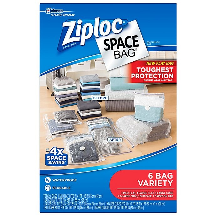 slide 1 of 3, Ziploc Spacebag Variety Pack - Clear, 6 ct