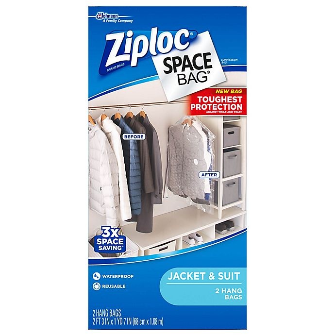 slide 1 of 1, Ziploc Space Bag Hanging Straight Storage Bags, 2 ct