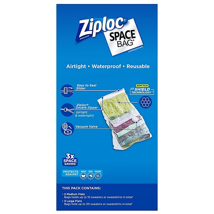 slide 2 of 3, Ziploc Flat Combo Variety Pack - Clear, 5 ct