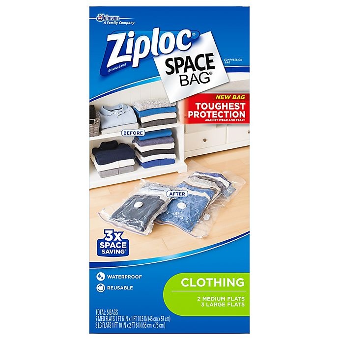 slide 1 of 3, Ziploc Flat Combo Variety Pack - Clear, 5 ct
