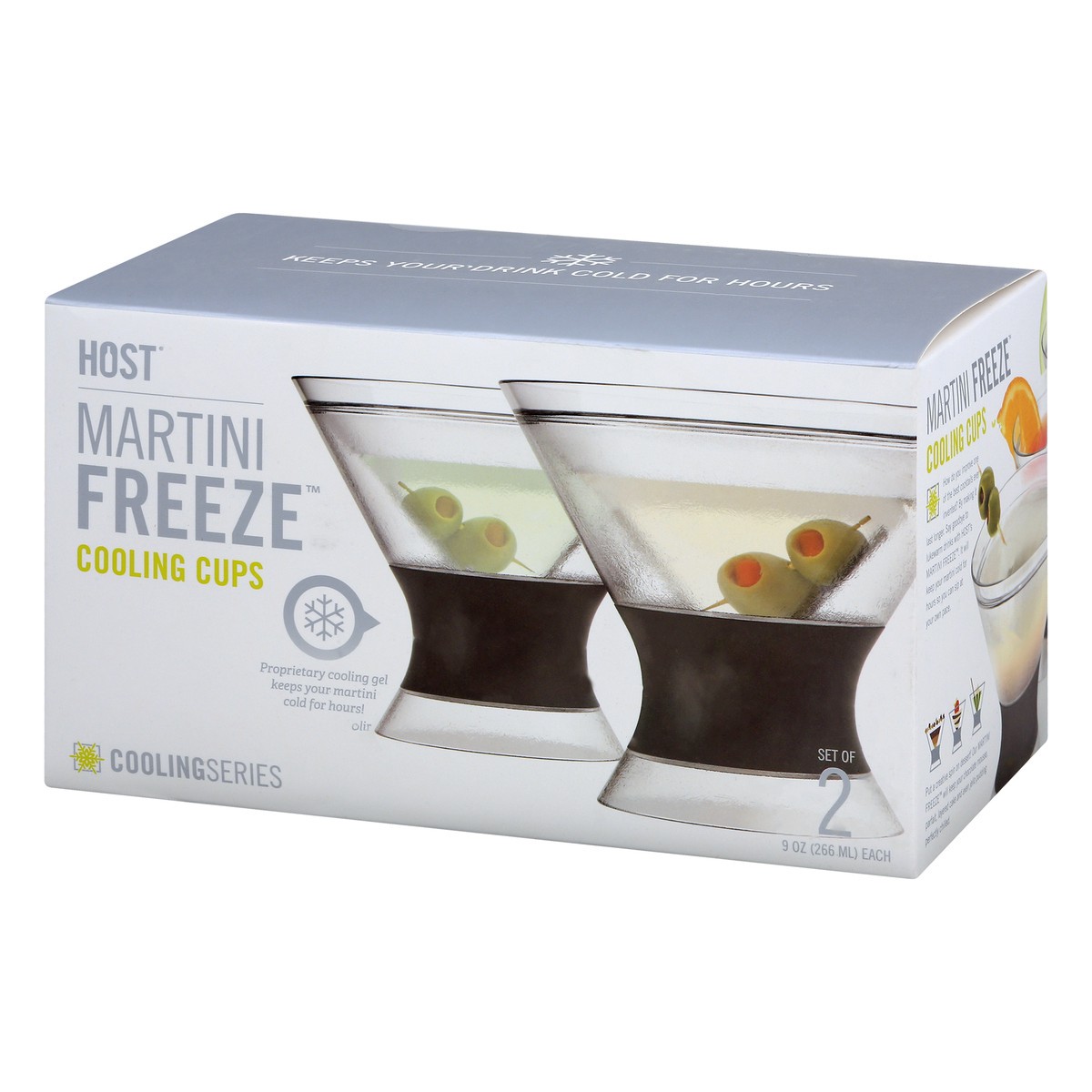 slide 8 of 9, HOST Freeze Insulated Martini Cooling Cups, Plastic Freezer Gel Chiller Double Wall Stemless Cocktail Glass Set of 2, 9 oz, Grey, 2 ct