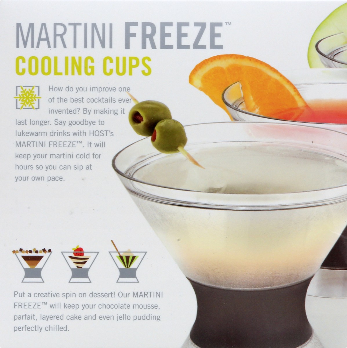 slide 6 of 9, HOST Freeze Insulated Martini Cooling Cups, Plastic Freezer Gel Chiller Double Wall Stemless Cocktail Glass Set of 2, 9 oz, Grey, 2 ct