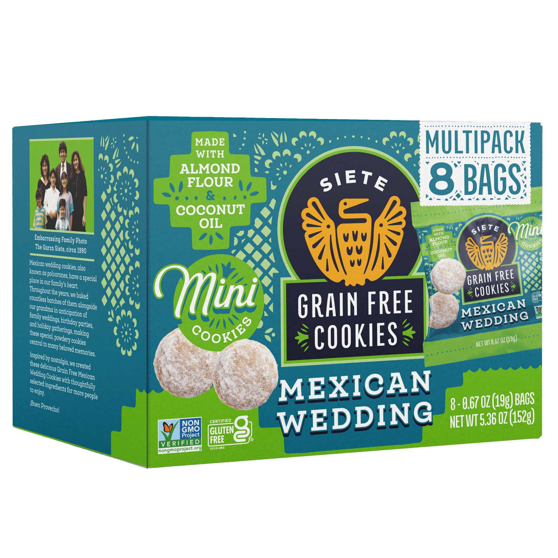 slide 1 of 1, Siete Grain Free Cookies Mini Mexican Wedding Multipack 0.67 oz Bags, 8 ct