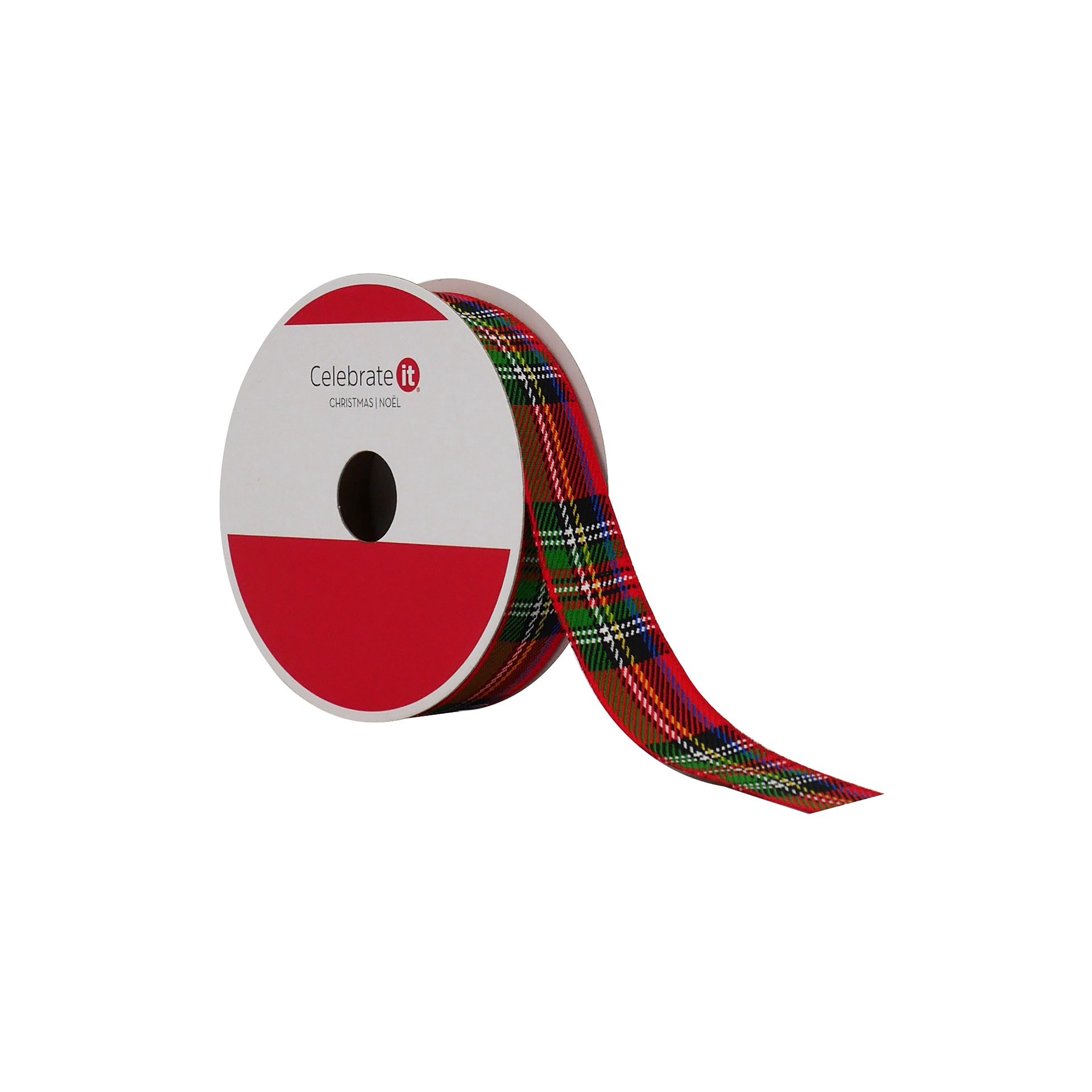 slide 2 of 3, 7/8" X 30ft. Red Tartan Ribbon By Celebrate It, 7/8 in x 30 ft