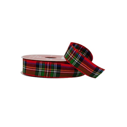 slide 1 of 3, 7/8" X 30ft. Red Tartan Ribbon By Celebrate It, 7/8 in x 30 ft