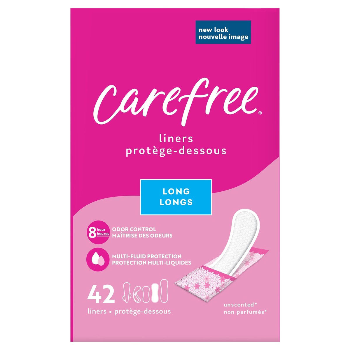 slide 1 of 9, Carefree Long Wrapped Panty Liners, 42 ct