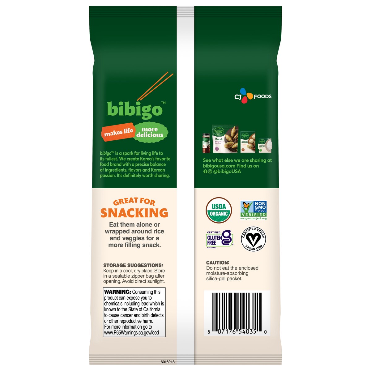 slide 5 of 8, Bibigo Korean Bbq Seaweed Snacks, 0.35 oz