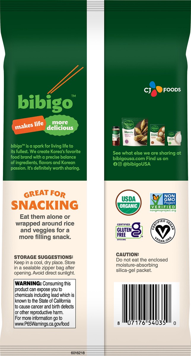 slide 2 of 8, Bibigo Korean Bbq Seaweed Snacks, 0.35 oz
