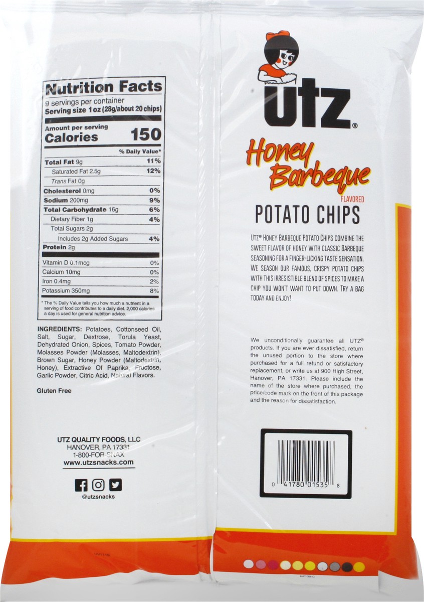 slide 9 of 12, Utz Family Size Honey Barbeque Flavored Potato Chips 9 oz, 9 oz