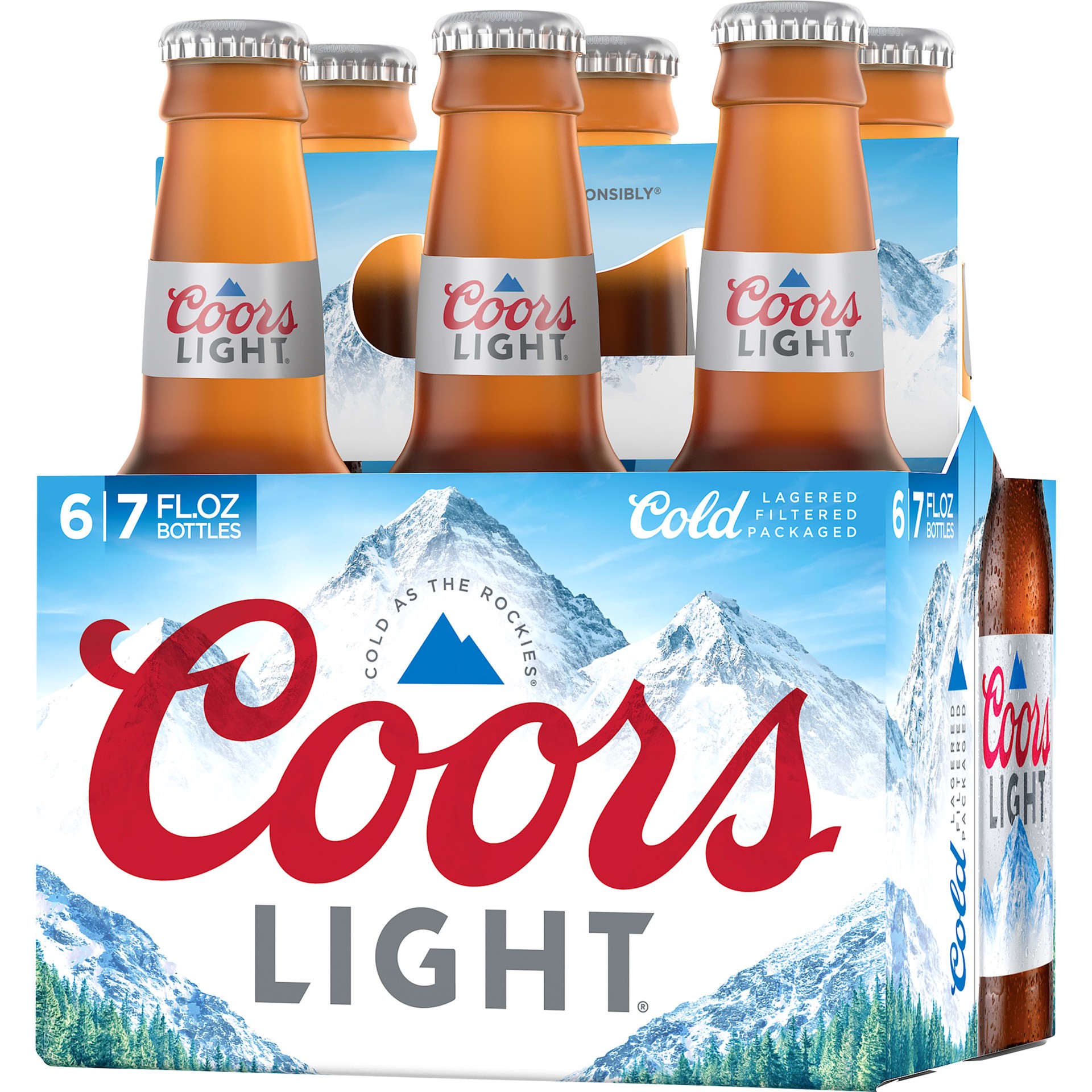 slide 2 of 5, Coors Beer, American Light Lager Beer, 4.2% ABV, 6-pack, 7-oz beer bottles, 7 fl oz