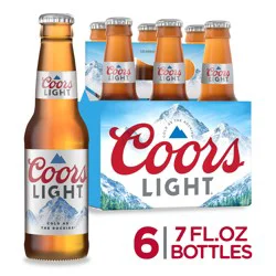 Coors Beer, American Light Lager Beer, 4.2% ABV, 6-pack, 7-oz beer bottles
