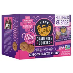 Siete Grain Free Cookies Mini Mexican Vanilla Chocolate Chip Multipack 0.67 oz Bags