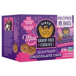 Siete Grain Free Cookies Mini Mexican Vanilla Chocolate Chip Multipack 0.67 oz Bags