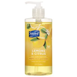 Suave Essentials Lemon & Citrus Fruit Hand Soap with Essential Oils & Moisturizers 13.5 fl oz