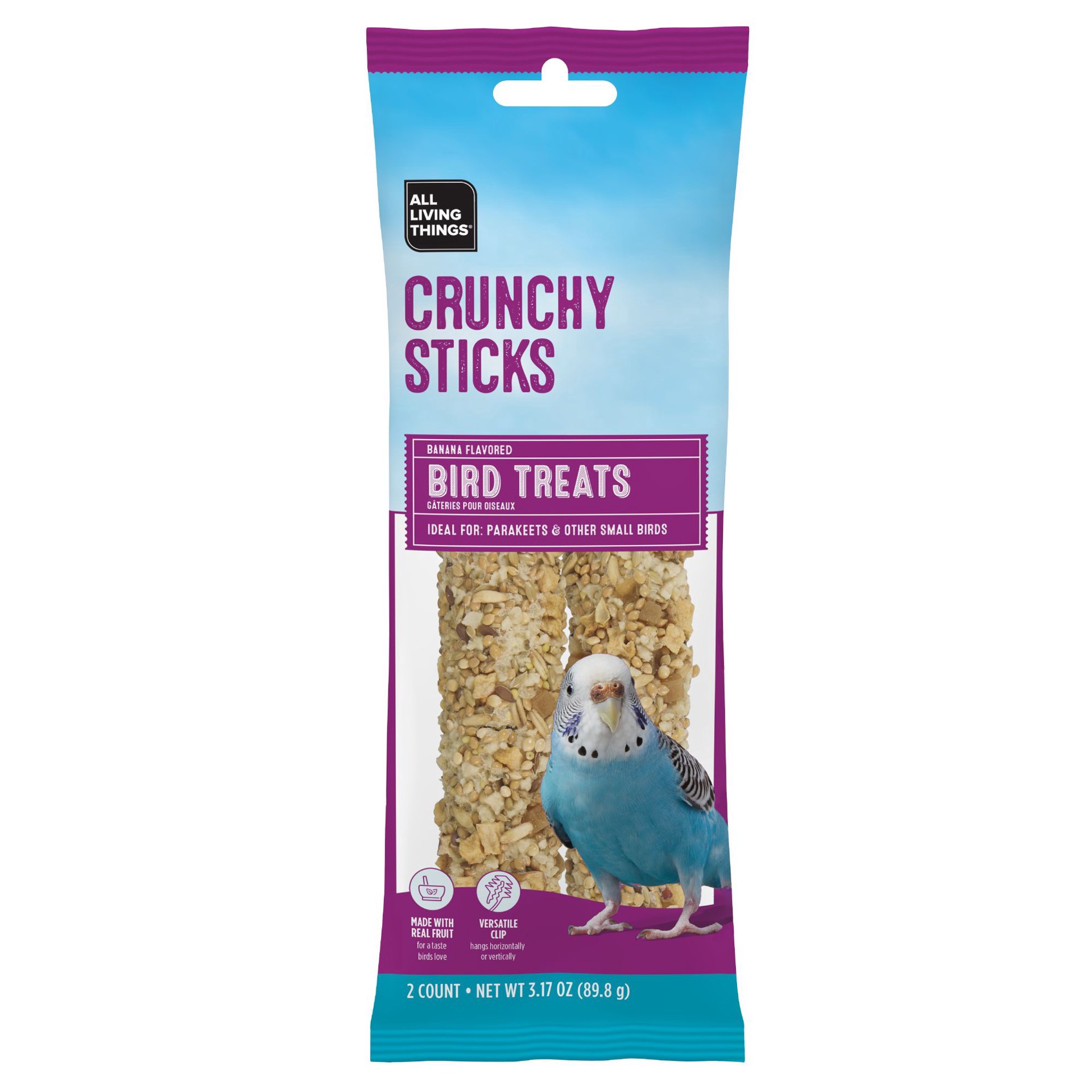 slide 1 of 1, All Living Things Crunchy Sticks - Banana Flavored Bird Treats For Parakeets, 2 Count, 2 ct