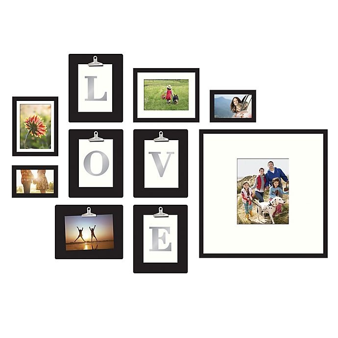 slide 2 of 5, Wallverbs LOVE" or"HOME" Clipped Letter Frame Set - Satin Black", 10 ct