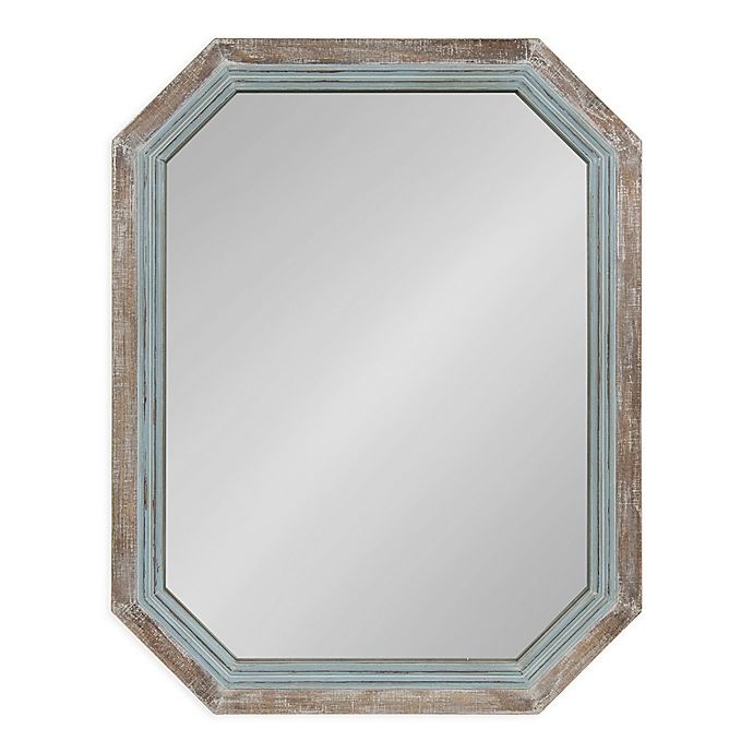 slide 1 of 5, Kate & Laurel Palmer Octagon Wall Mirror - Blue, 28 in x 36 in
