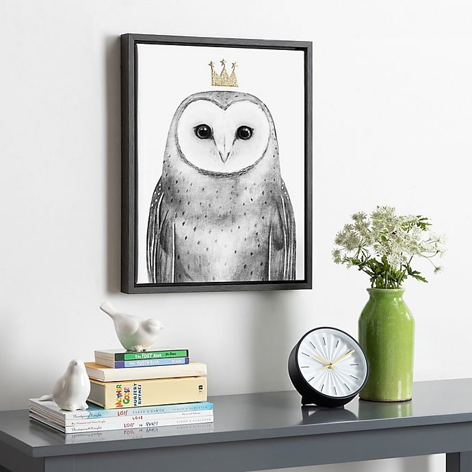 slide 4 of 5, Marmalade Royal Forester Owl Framed Canvas Wall Art - Dark Grey, 16 in x 20 in