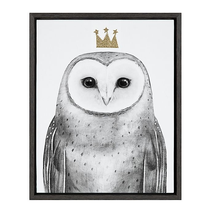 slide 1 of 5, Marmalade Royal Forester Owl Framed Canvas Wall Art - Dark Grey, 16 in x 20 in