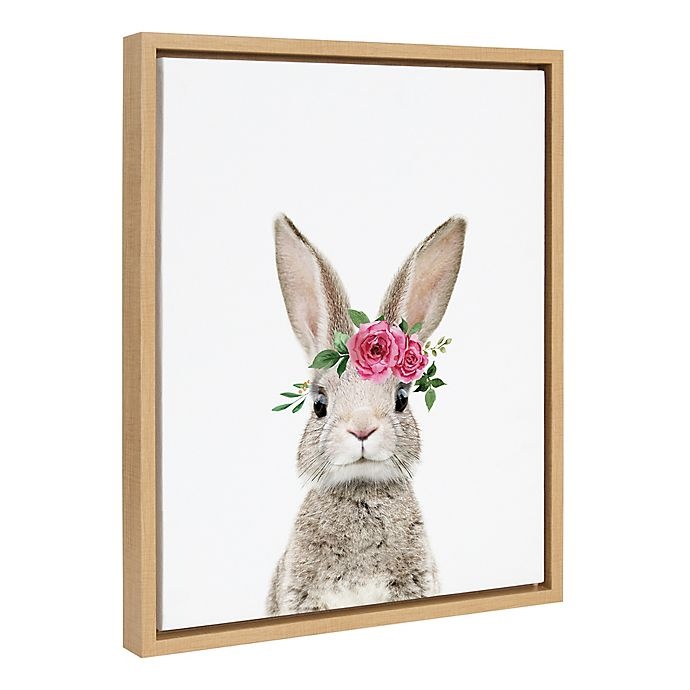 slide 2 of 5, Marmalade Flower Crown Bunny Framed Canvas Wall Art, 16 in x 20 in