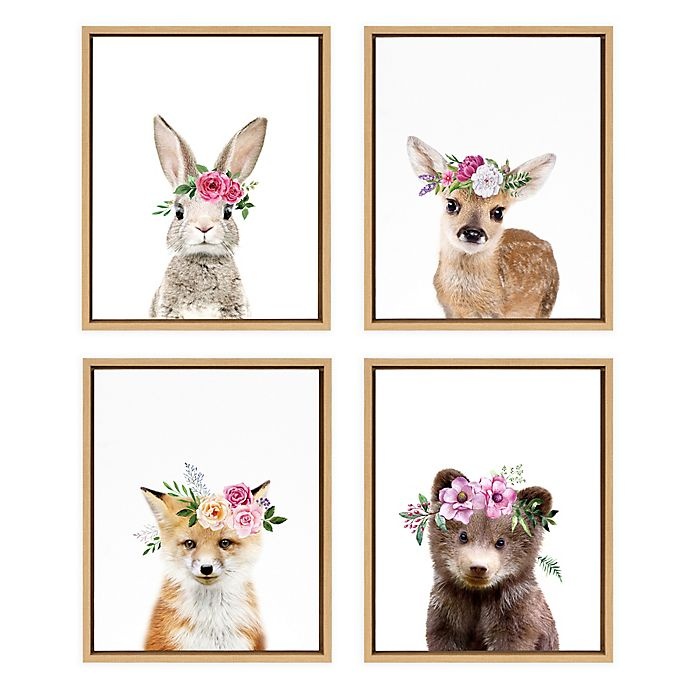 slide 5 of 5, Marmalade Flower Crown Bunny Framed Canvas Wall Art, 16 in x 20 in